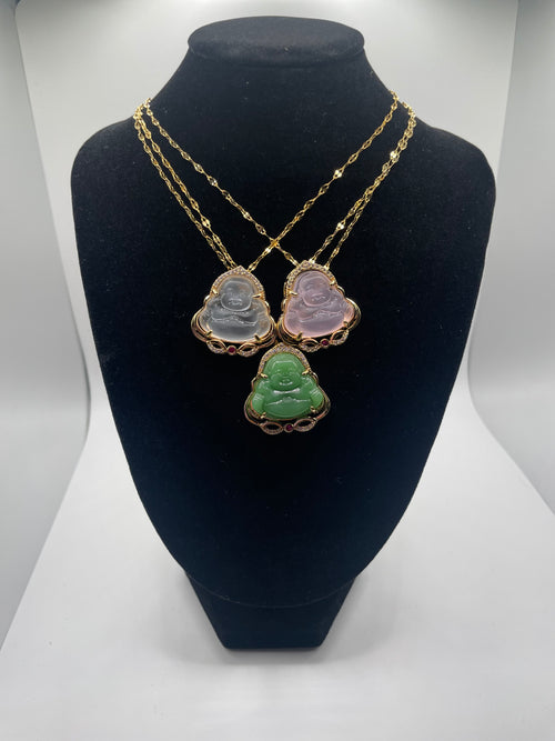 Enlightenment Chain- 18K Gold Plated Stainless Steel Necklace with Laughing Buddha Pendant