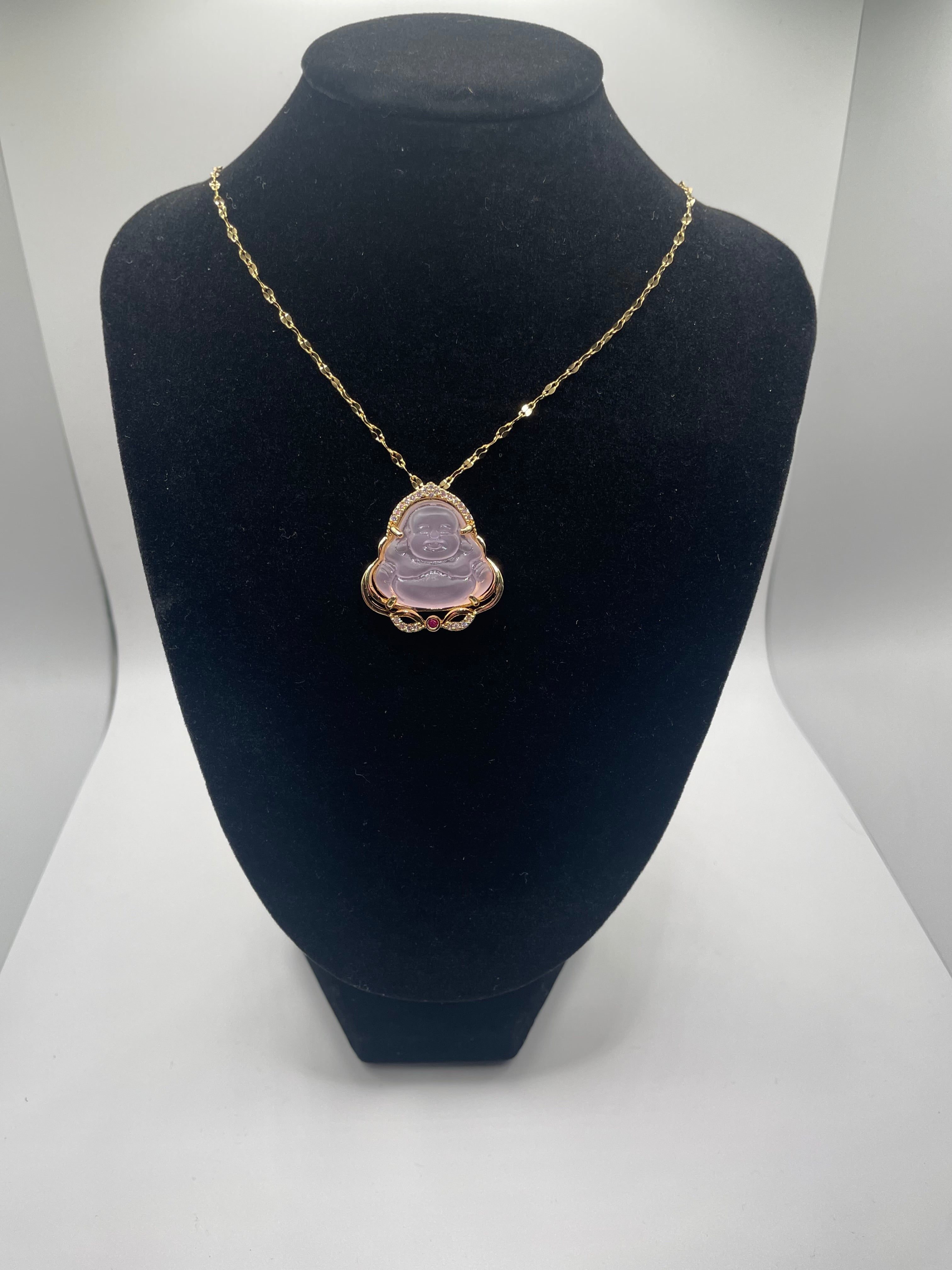 Enlightenment Chain- 18K Gold Plated Stainless Steel Necklace with Laughing Buddha Pendant