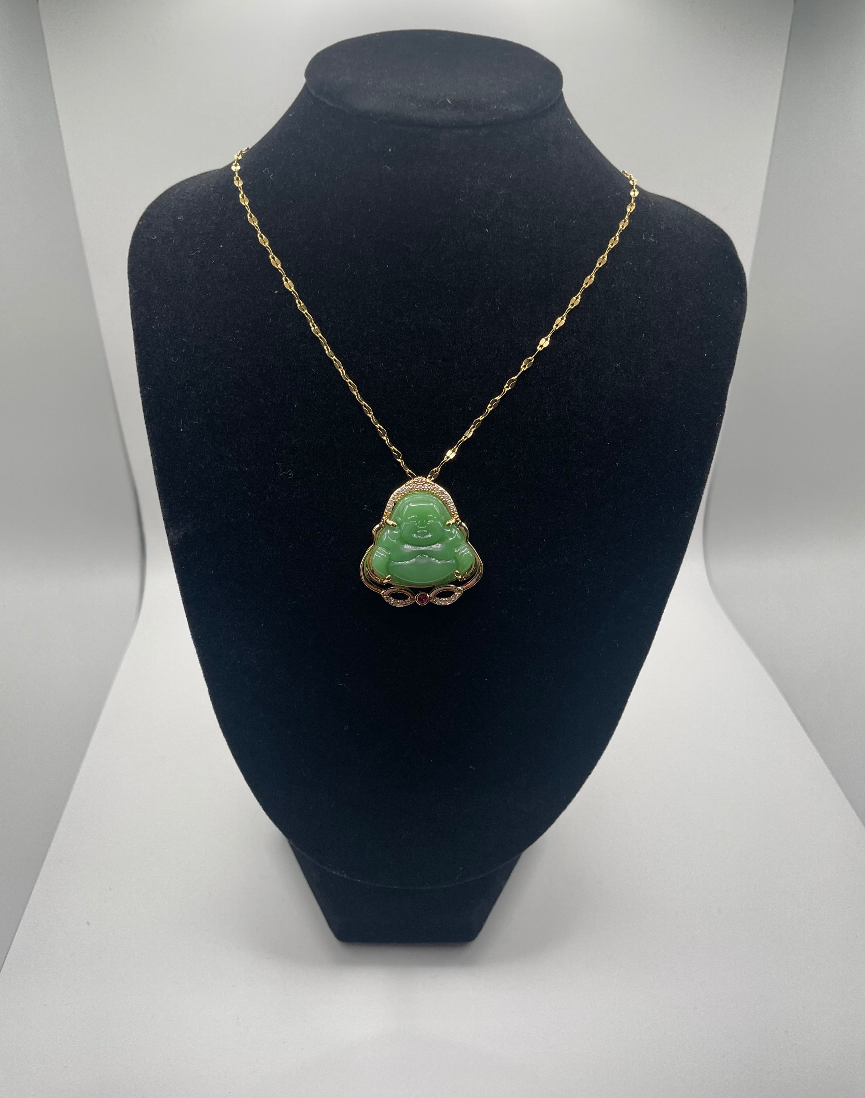 Enlightenment Chain- 18K Gold Plated Stainless Steel Necklace with Laughing Buddha Pendant