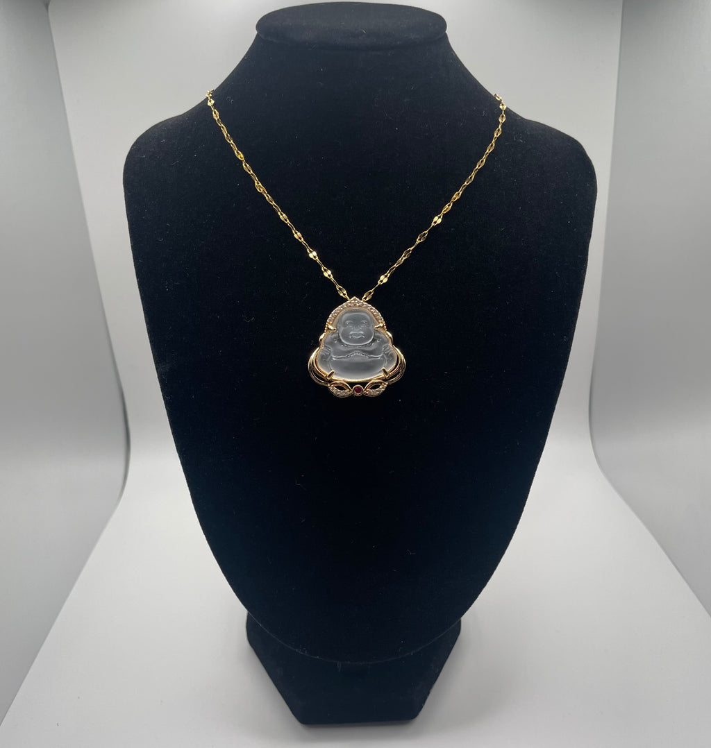 Enlightenment Chain- 18K Gold Plated Stainless Steel Necklace with Laughing Buddha Pendant